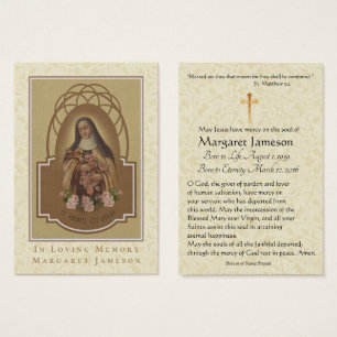 Sainte-Thérèse - Carte Sainte du Mémorial funérair