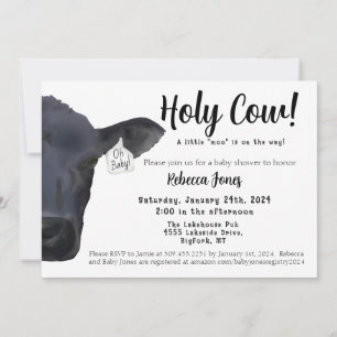 Sainte vache ! Oh Baby shower Invitation ferme