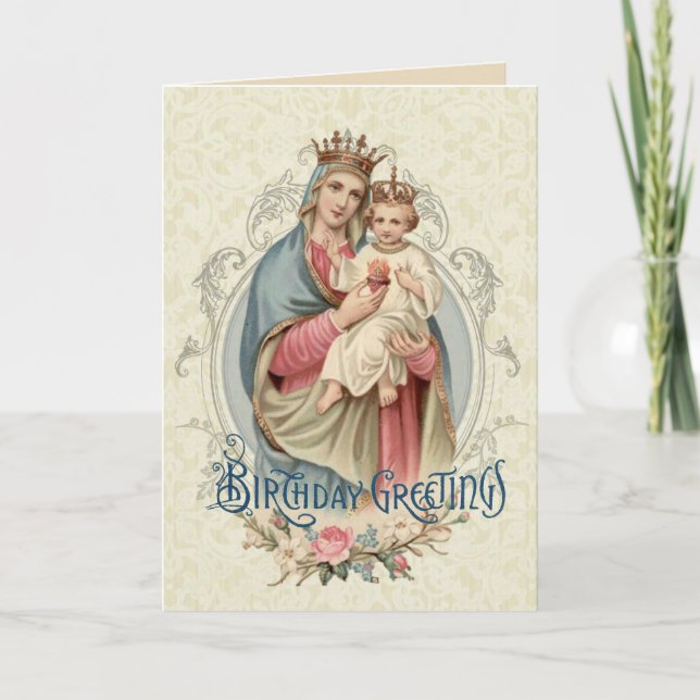 Sainte Vierge Marie Jésus Carte d'anniversaire (Devant)
