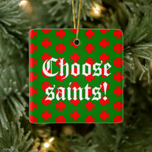 Saints_Aplenty Slogan Quadrat (Weihnachts Ed. 1) Keramikornament