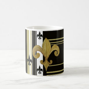 Saints Schwarz und Gold Fleur de lis Tasse