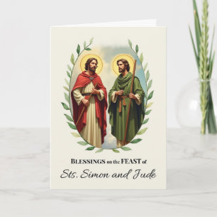 Saints Simon und Jude Fest Tag Segen Wreath Karte