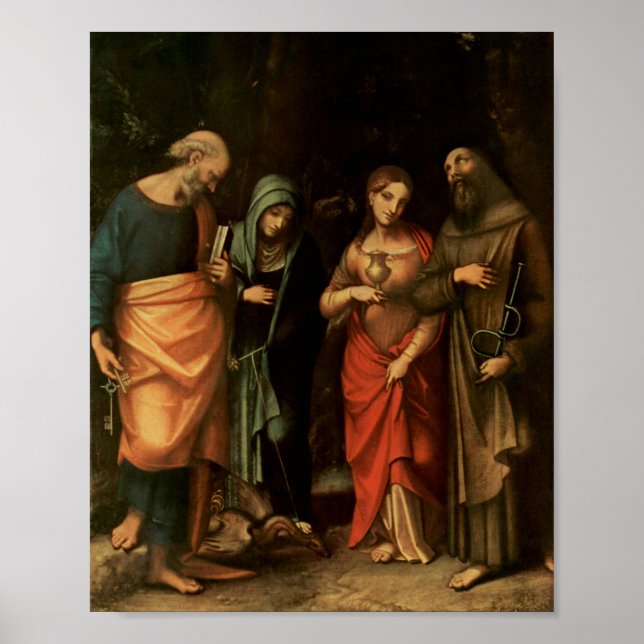 Saints St Peter Martha Mary Magdalene Correggio Poster (Vorne)