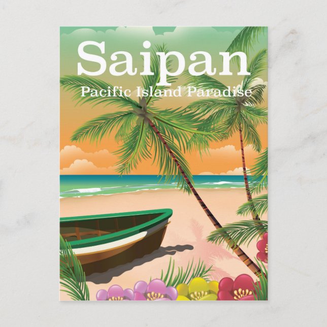 Saipan Vintages Reiseplakat Postkarte (Vorderseite)