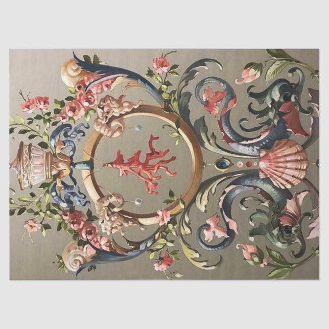 SAISHELLE, KRALLEN, DOLPHINE, ANTIQUE WIRBEL SEIDENPAPIER (Vorderseite)