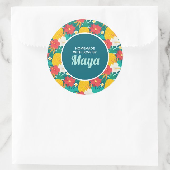 Saison: Aloha Hawaiian Runder Aufkleber (Tasche)