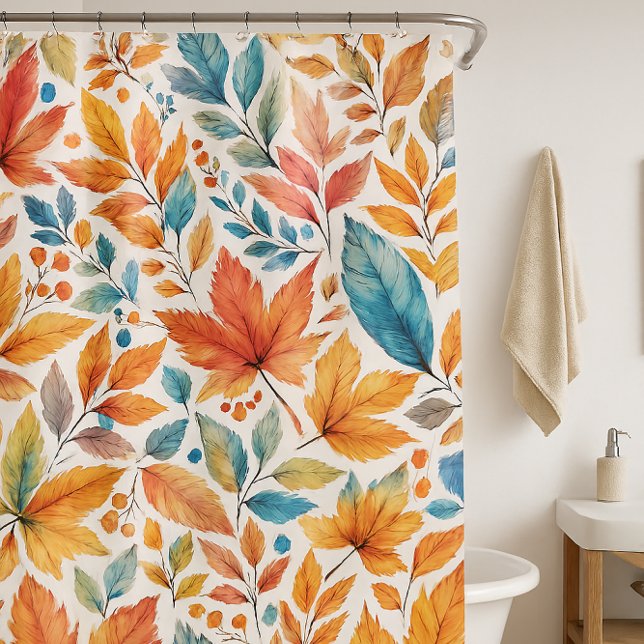Saison Automne Feuille Motif rideau de douche (Ai generated prompts by Susang6)