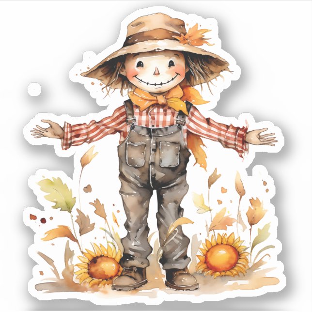 Saison Automne Scarecrow Autocollant Vinyl Coupé P (Devant)