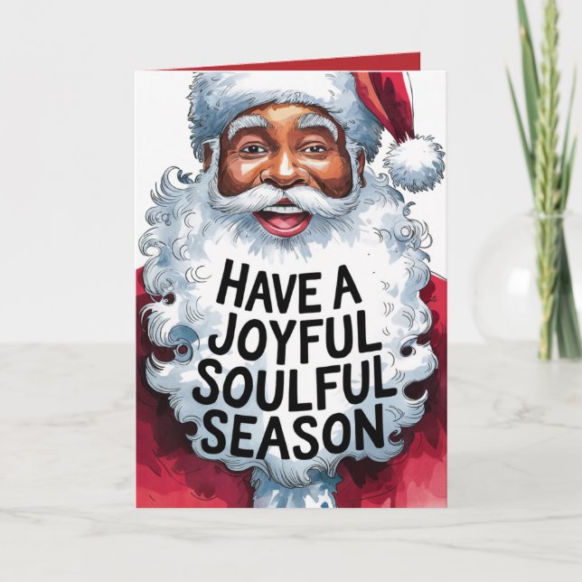 Saison de l'Âme | Carte de voeux Père Noël noire ( (Devant)