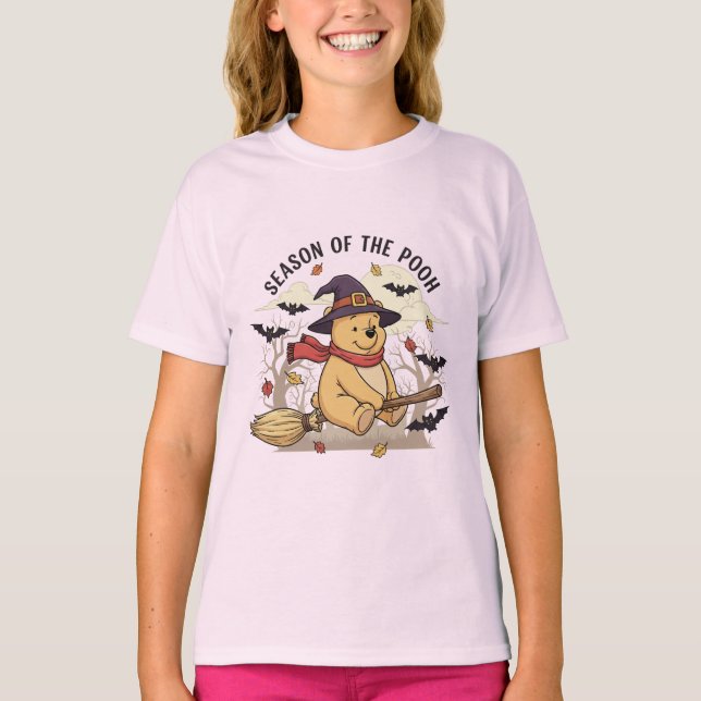 Saison du T-shirt Halloween Pooh | Sorcière mignon (Devant)