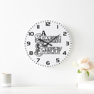 Saison für Sicherheit Schwarz/Weiß Motivierend Große Wanduhr