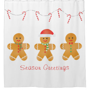 Saison Greetings Gingerbread Männer Duschvorhang