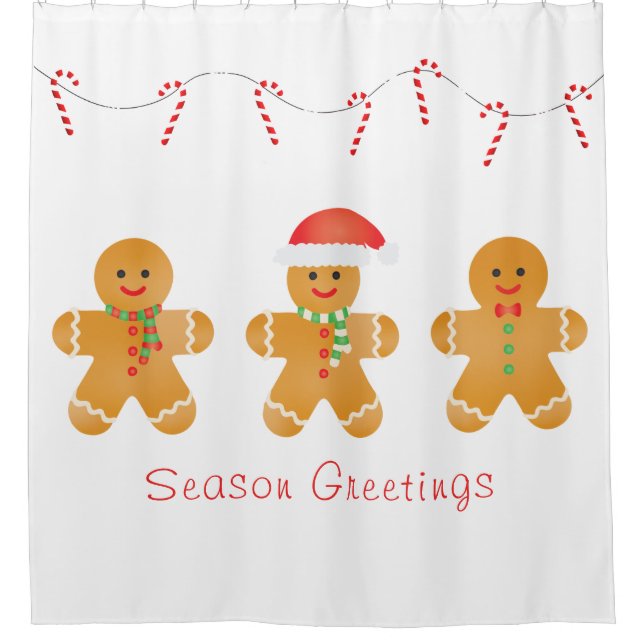 Saison Greetings Gingerbread Männer Duschvorhang (Vorderseite)