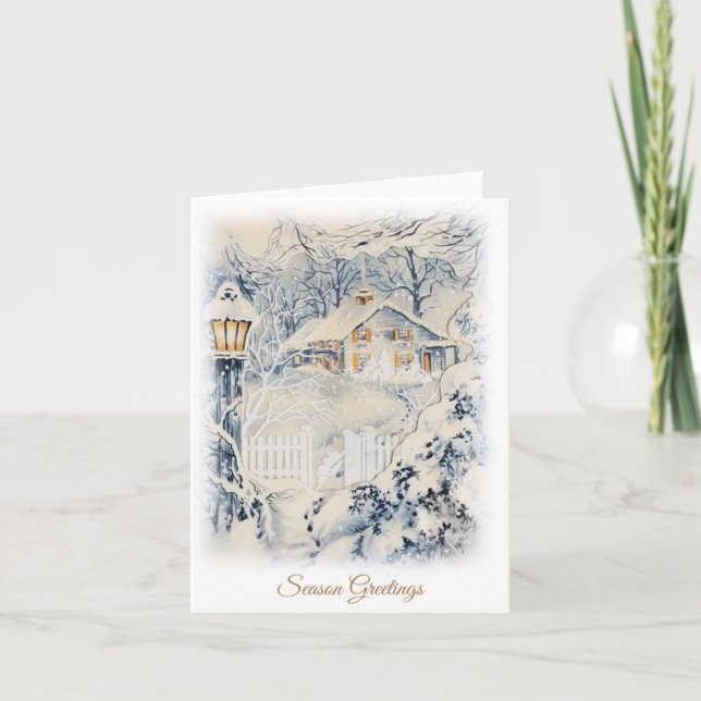 Saison Greetings Vintag Karte (Vorderseite)