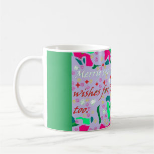 Saison Gruß Kunstdesign grün rosa weiß Kaffeetasse