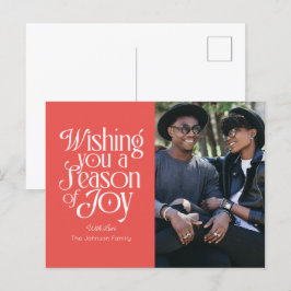 Saison Joy Holiday Foto Post Card Personalisiert Postkarte