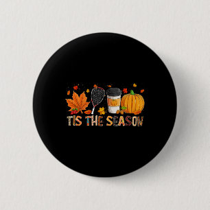 Saison Leopard Pumpkin Racquetball Halloween Fall Button