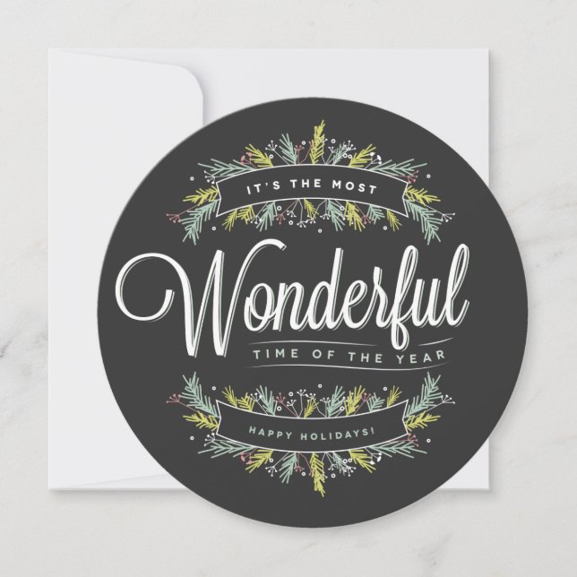 Saison Sprigs Round Holiday Carte photo (Devant)
