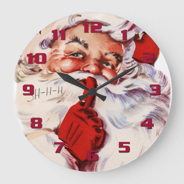 Saisonale Dekoration und Whimsical Santa Claus Große Wanduhr (Vorderseite)