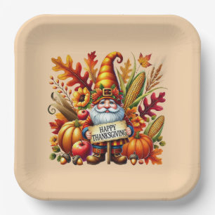 Saisonale Happy Thanksgiving Gnom Party Pappteller