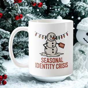 Saisonale Identitätskrise   Weihnachtsmann schmilz Kaffeetasse