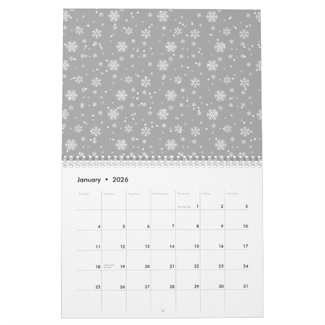 Saisonale Muster: buntes und niedliches Design Kalender (Jan 2026)