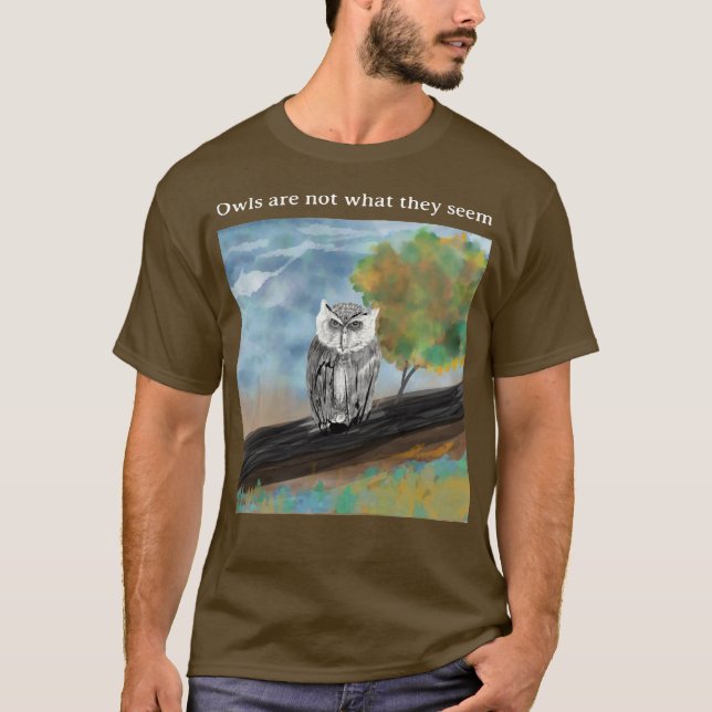 Saisonale Owl Malerei in Nature Wonders T-Shirt (Vorderseite)
