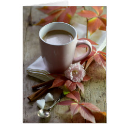 Saisonale rustikale Herbstkakao & Blätter noch Leb