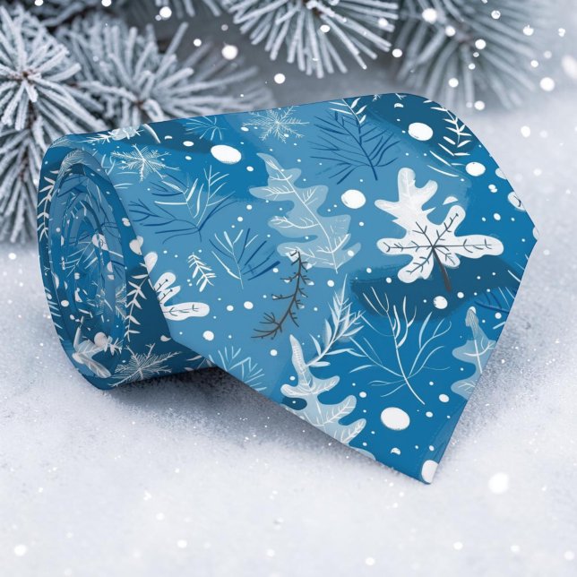 Saisonale Winterblaue Blätter Krawatte (Von Creator hochgeladen)