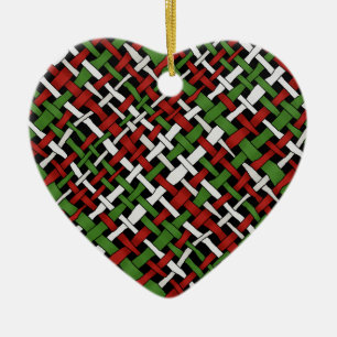 Saisonaler, farbenfroher, grafischer Burlap Keramik Ornament