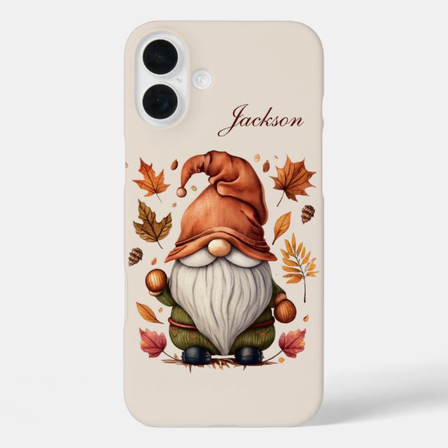 Saisonaler Gnom Name hinzufügen  iPhone 16 Plus Hülle (Rückseite)