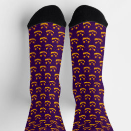 Saisonaler Halloween Lila Orange Carved Pumpkin Socken