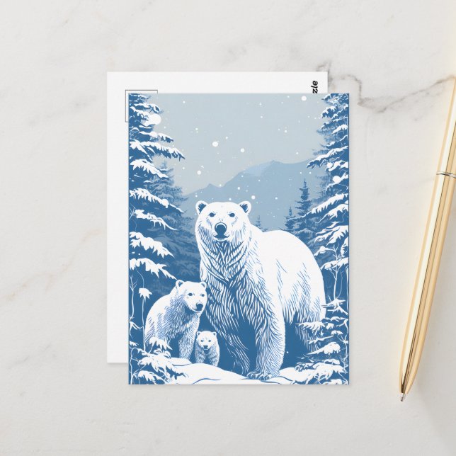 Saisonaler Winter Eisbär Liebhaber Postkarte (Vorderseite/Rückseite Beispiel)