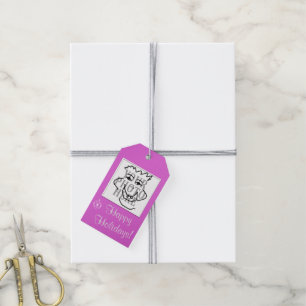 Saisonales Foto mit rosa Gruß Geschenkanhänger