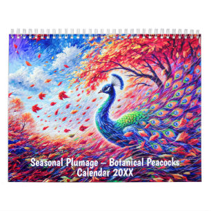 Saisonales Gefieder – Botanischer Pfauen-Kalender Kalender