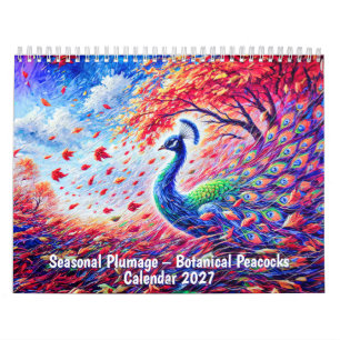 Saisonales Gefieder – Botanischer Pfauen-Kalender Kalender