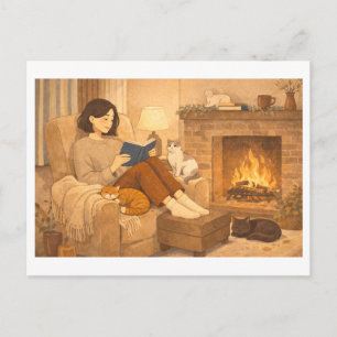 Saisonales Lesen: Winter Postkarte