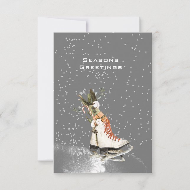 SAISONEN GREETING WINTER SCENE MIT EISEN-SKATEN (Vorderseite)