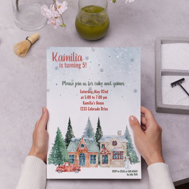 Saisongrüße Bloom Geburtstagseinladung Einladung (January Bloom Birthday Invitation Card)