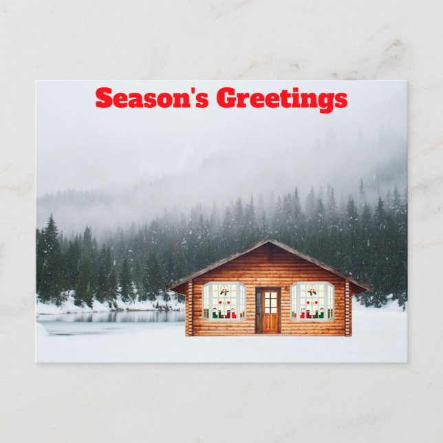 Saisongrusskabine in Schneekarte Postkarte (Vorderseite)