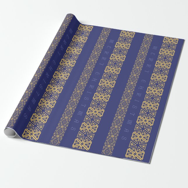 SaisonOrnamentic justierbares Gruß-Blau Geschenkpapier (Ungerollt)