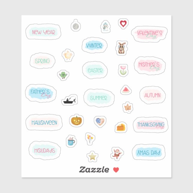 Saisonplaner und Bullet Journal Aufkleber (Blatt)