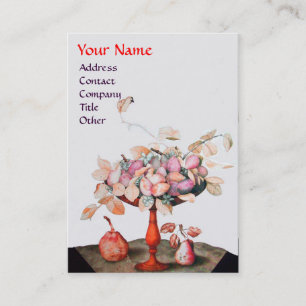 SAISON'S OBSTVASE, BLUME, BLÄTTER PEARS MONOGRAM VISITENKARTE