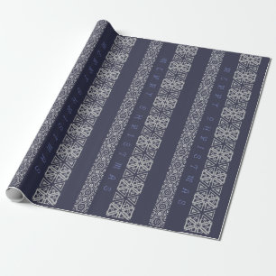 Saisonverzierungs-blauer silberner Kostüm-Gruß Geschenkpapier