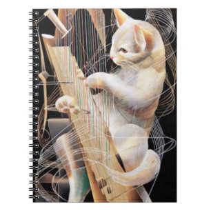 Saiten der Fantasie – Surrealistisches Katzennotiz Notizblock