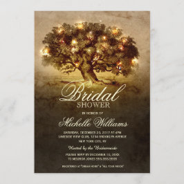 Saitenleuchten altes Eichenbaum rustikales Brautpa Einladung