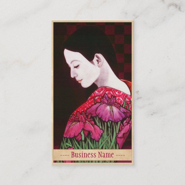 Saito Kaoru Damen-Kimonokunst japanischer Iris Visitenkarte (Vorderseite)