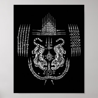 Sak Yant Muay Thai Kickboxen Tattoo asiatische Kul Poster