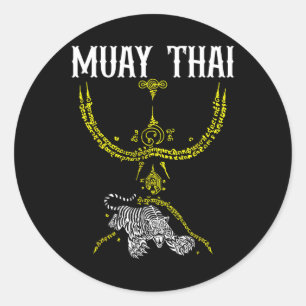 Sak Yant Muay Thai Kickboxen Tiger Tattoo asiatisc Runder Aufkleber