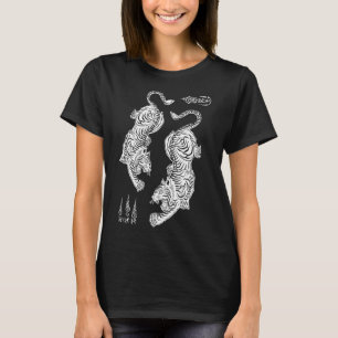 Sak Yant Muay Thai Kickboxen Tigers Tattoo Asiatis T-Shirt